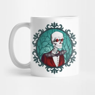 Red-eyed skull in a tuxedo Mug